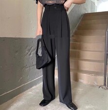 2022秋季新款直筒高腰宽松显瘦西装裤，女装休闲裤，L·H·X