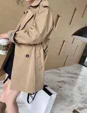 袖子拼格风衣，补单，女装风衣，麦缇诺