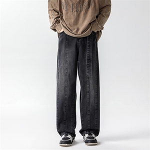 8XL-M牛仔裤秋季加肥加大码痞帅美式高街宽松直筒长裤NZ9007/P65图片