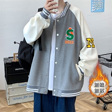 秋装新品青少年夹克休闲棒球服潮加绒加厚印花外套男士2115-P65，男装夹克，电商A441-1