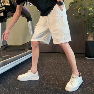 社会小伙夏季纯色薄款工装裤直筒运动速干裤潮牌5分裤男C208-6767图片