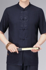 唐装太极服中式刺绣立领风短袖套装时尚爸爸装SF9780-P125，男装民族服装，星座1105-3