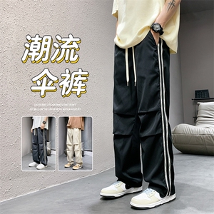 直播数据款 春季新款撞色侧条纹伞兵裤宽松直筒休闲裤 K505-P32图片