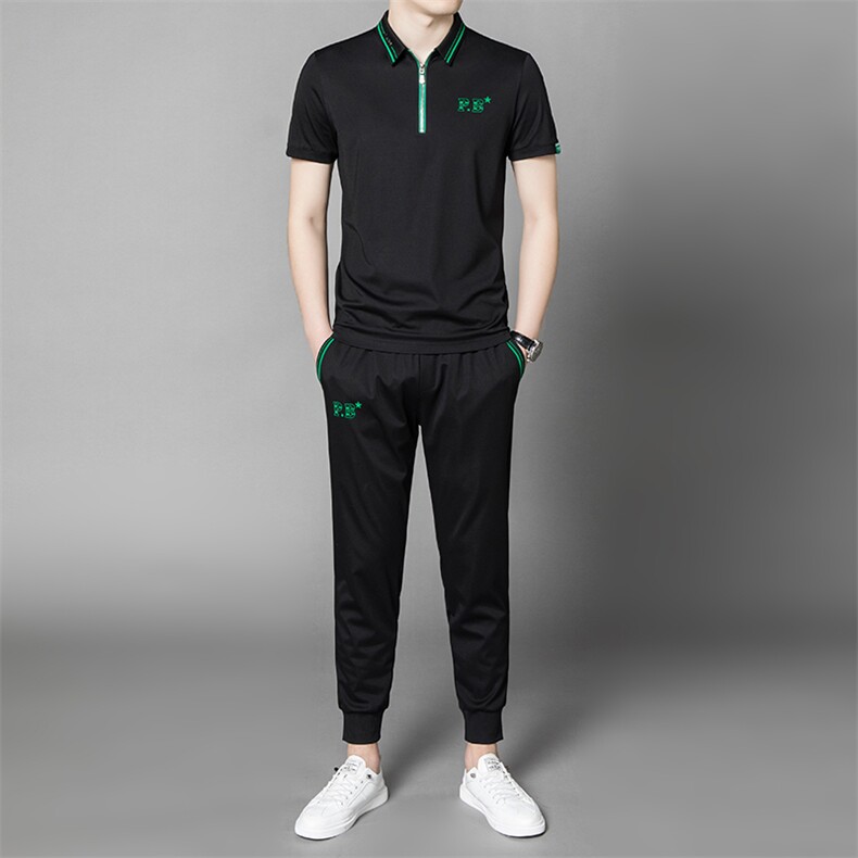 男士2023年春夏季新款运动套装短袖长裤T恤卫裤二件套，男装休闲套装，电商B360