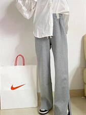 2022时尚欧货开叉抽绳直筒卫裤，女装休闲裤，L·H·X