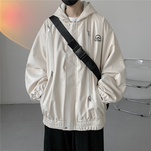 春装冲锋衣连帽皮夹克机车PU皮衣外套P110控158抖音控178加绒+20图片