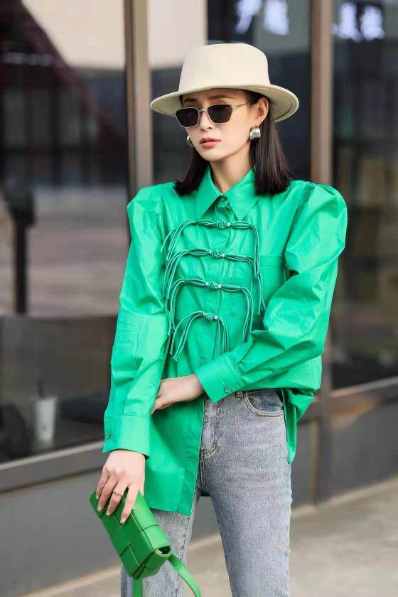 春季来啦！很有设计感的一款衬衣，版型宽松超显瘦，其它，欧以美