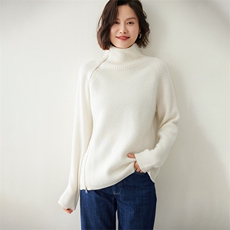 时尚优雅侧拉链高领羊绒开衫显瘦百搭女士毛衣外套，女装羊绒衫，迎冬羊绒