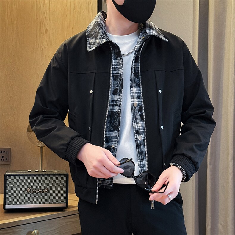 加棉加厚假二件夹克时尚店主小伙风冬季外套男JK2589加棉P90控148,男装夹克,星座301B-1
