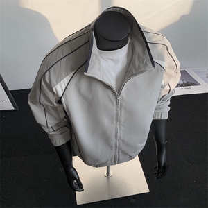 潮牌美式撞色拼接运动立领外套男宽松百搭夹克JK01572-P75图片