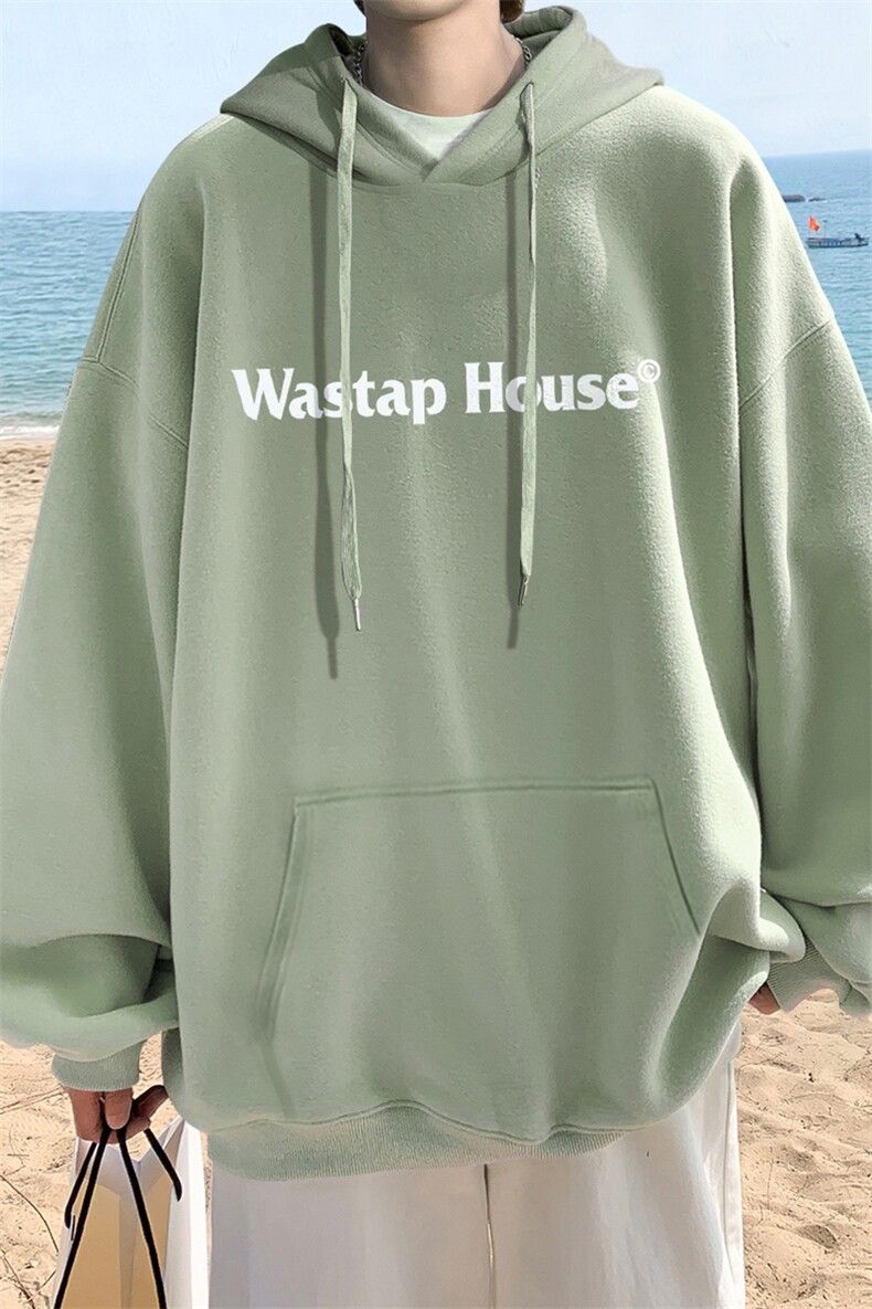 ！秋季重磅宽松大码港风house英文印花连帽卫衣LW128-特p35,男装卫衣,星座508（原C305）