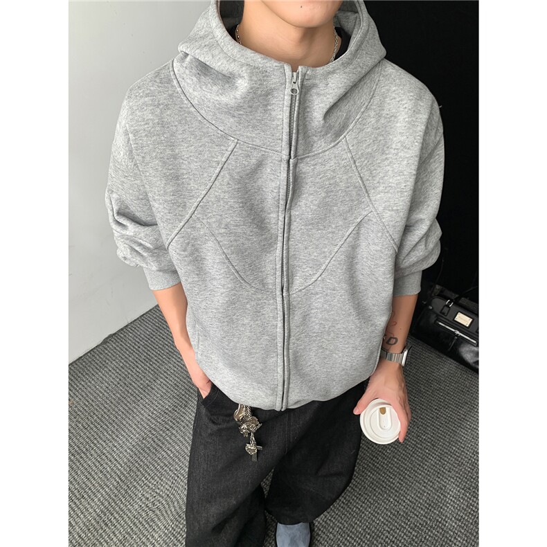 重磅全棉无帽绳450克拉链连帽卫衣硬挺短宽套头外套男RH5325-P58，女装短外套，星座610B-1