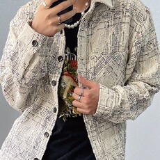 720-P50潮嘻哈小香风格子翻领外套男女秋季休闲百搭高级感，男装T恤，电商B323A