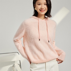 秋冬季羊绒休闲百搭时尚帽衫拉绒羊绒衫，女装羊绒衫，英集羊绒