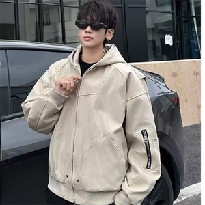 冬季连帽棉服男美式复古宽松水洗帆布座山雕棉衣外套W3002/P92图片