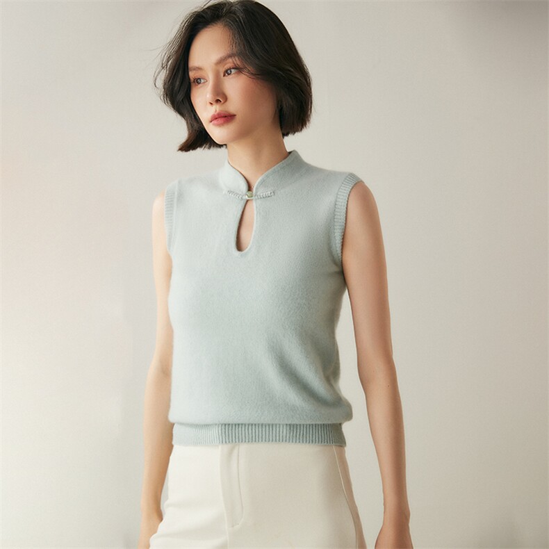 2024年秋冬季35%羊绒新中式盘扣马甲，女装马甲，绒创羊绒