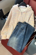 女秋季减龄连帽卫衣外套牛仔裤两件套，女装套装/套裙，江南