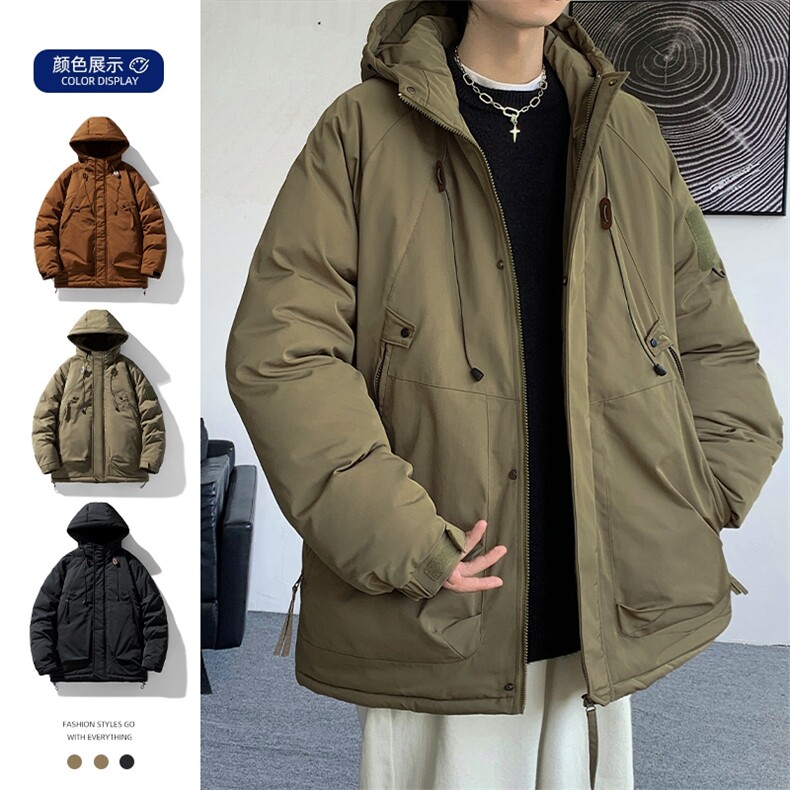 冲锋衣男羽绒棉服冬季轻薄机能风工装外套加厚痞帅棉衣M0785-P120图片