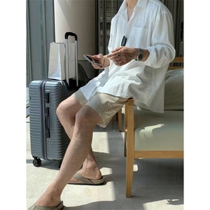 大货~秋季棉麻长袖衬衫男薄款休闲宽松防晒衬衣外套C032-特P35图片