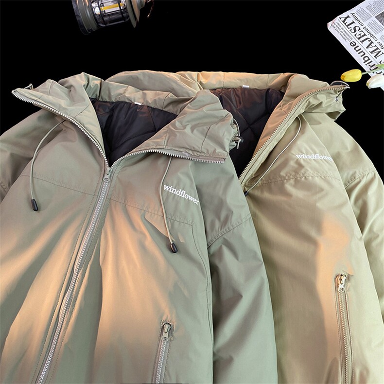冬季加绒加厚连帽棉衣保暖百搭棉服外套宽松潮流冲锋衣男JK280P95,男装棉衣,电商A086