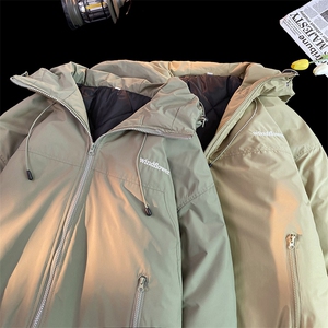 冬季加绒加厚连帽棉衣保暖百搭棉服外套宽松潮流冲锋衣男JK280P95图片