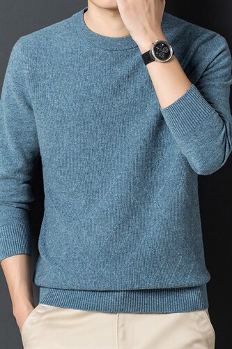 羊毛衫冬季加厚针织衫中年爸爸装毛衣圆领休闲上衣SFT80828-P155,男装针织衫/毛衣,电商B212（原钱塘6029）
