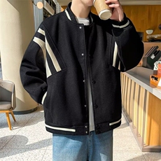 毛呢夹克男士美式复古衣服宽松棒球服呢子外套2025春潮W6293-P60，男装夹克，星座412-2