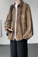 衬衫男秋季新款港风宽松灯芯绒扎染长袖衬衣CS3097-P42，男装衬衫，星座214-3