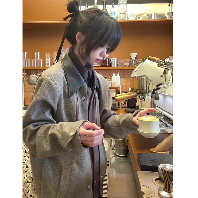 布洛克风呢料撞色外套春夏新款D328-JK12-P128,男装夹克,电商D328