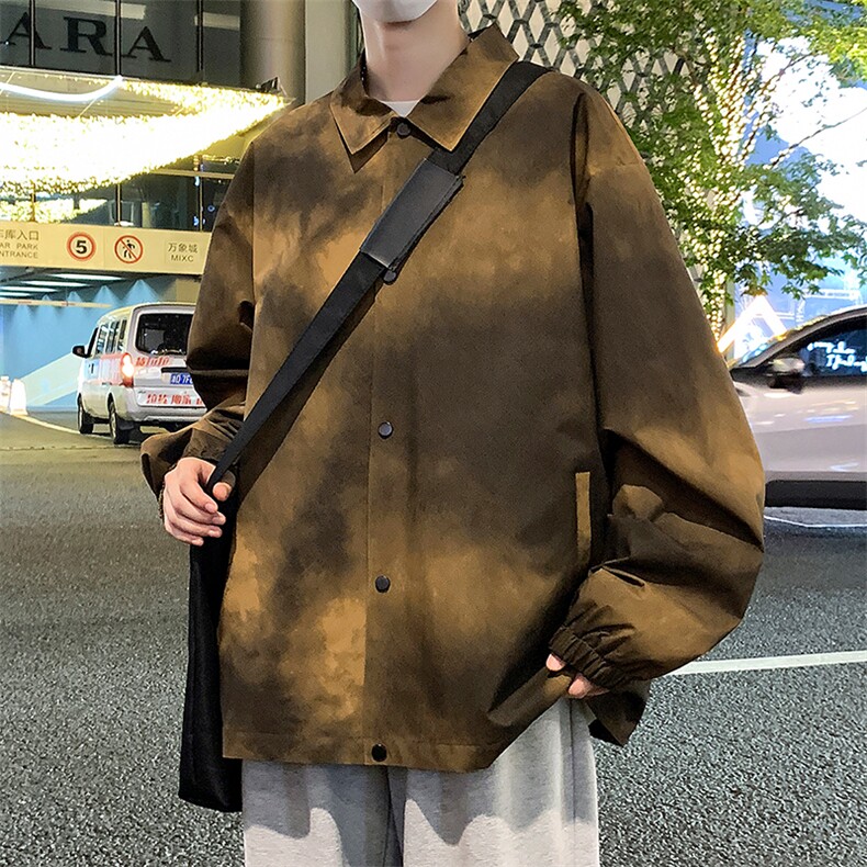 脏脏花翻领夹克男秋新款潮复古宽松休闲情侣外套A436-2380-P60,男装夹克,电商A436