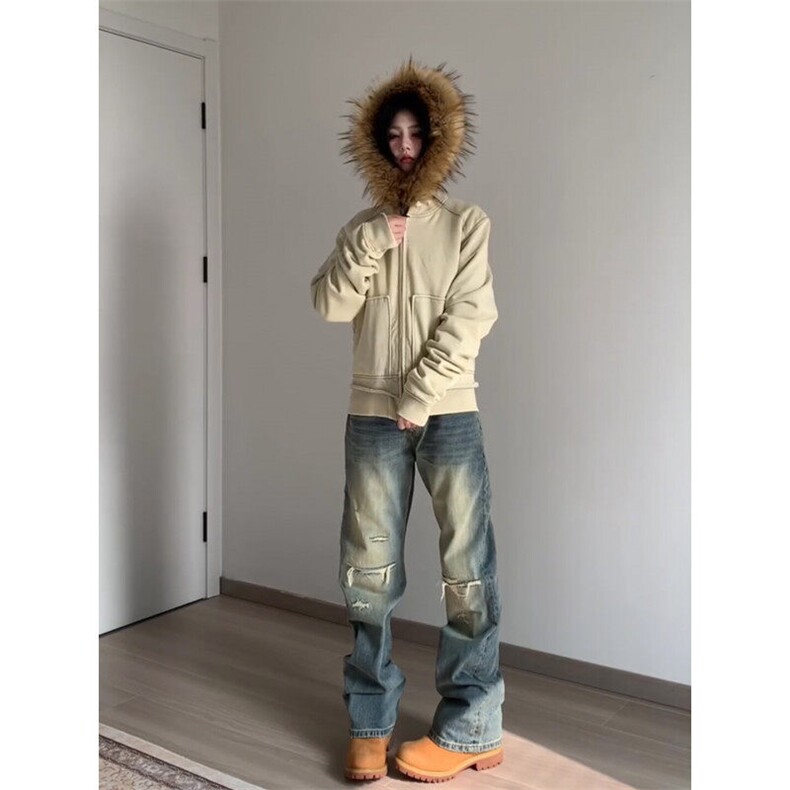 【有货】3335CC-特P85可拆卸毛领连帽开衫卫衣修身短款外套,男装卫衣,星座1007（原301D）