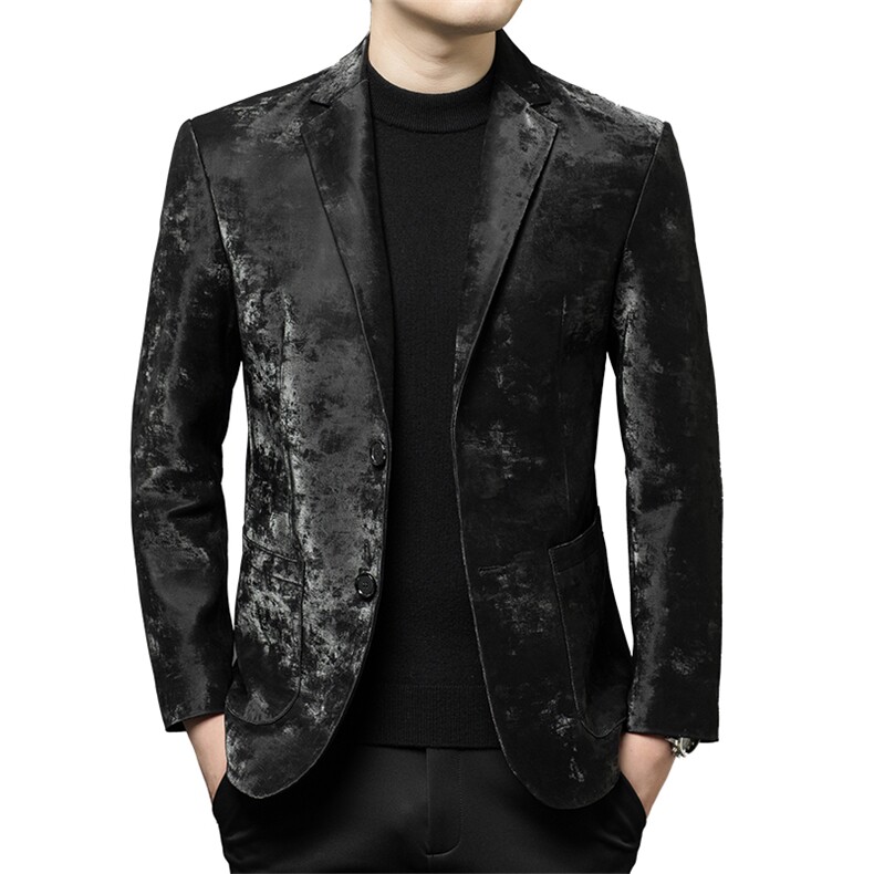 春秋款男士真皮皮衣印花西服绵羊皮外套中年商务男装休闲夹克百搭,男装夹克,电商B360A（原721A）