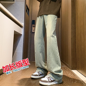 加长牛仔裤男高个子188cm110水洗复古渐变拼接裤子KZ014P63加绒73图片