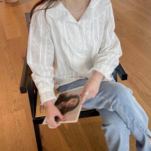 竖条棉布小衫，女装，TVMV(4F)