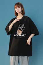 港风2026夏季新品奶茶印花圆领休闲七分袖短袖T1094P25----控38，男装T恤，A247A