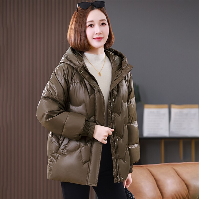 时尚连帽加厚保暖羽绒服女2024冬新款洋气妈妈休闲宽松白鸭绒外套,女装棉衣/棉服,婷思杰（原婷想服饰）