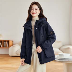 现货2025冬装新款加绒加厚休闲精品女装棉衣棉服连帽派克服图片