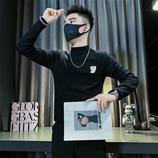 痞帅炸街纯色绣标男士套头毛衣社会小伙店主风301C-M72-P78-控108，男装针织衫/毛衣，星座301C（原B323）