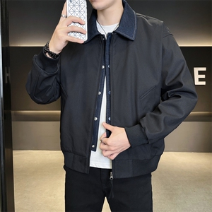 春季新款撞色拼接假两件翻领外套男休闲夹克JK02631-P80图片
