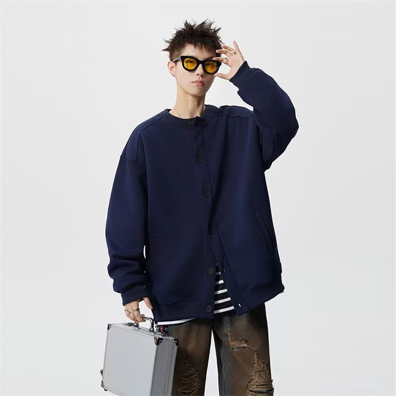 88001潮牌轻奢绿松石纽扣拼接棒球服夹克同款休闲百搭开衫外套，男装夹克，星座308A-1（原309B-1）