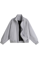 JK008平铺白底春装拼接工装立领夹克聚酯纤维(M-5XL)TP35，男装夹克，电商A088