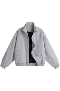 JK008平铺白底 春装拼接工装立领夹克 聚酯纤维(M-5XL)TP35图片