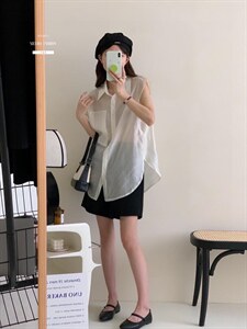 防晒套装女薄款欧洲站夏季新款欧货衬衫阔腿短裤两件,女装职业装,香丽迪1