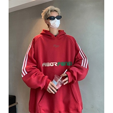 抖音得物供货提供视频秋冬重磅美式宽松织带连帽卫衣04236，男装卫衣，电商A486