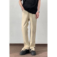 美式复古泥黄色做旧拼接牛仔裤男长裤宽松直筒裤子8008/p48，男装牛仔裤，电商B381-1