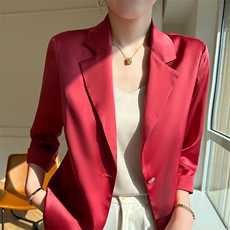 一粒扣西装领七分袖宽松型2025年春季外套，女装西装，明成直播供货