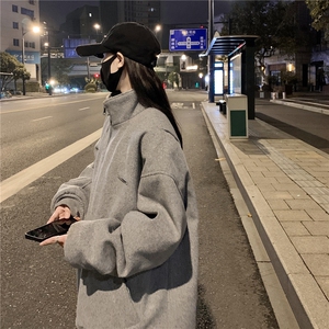情侣冬装 弯刀袖毛呢加棉夹克棉衣休闲纯色加厚外套男 G1104 P108图片