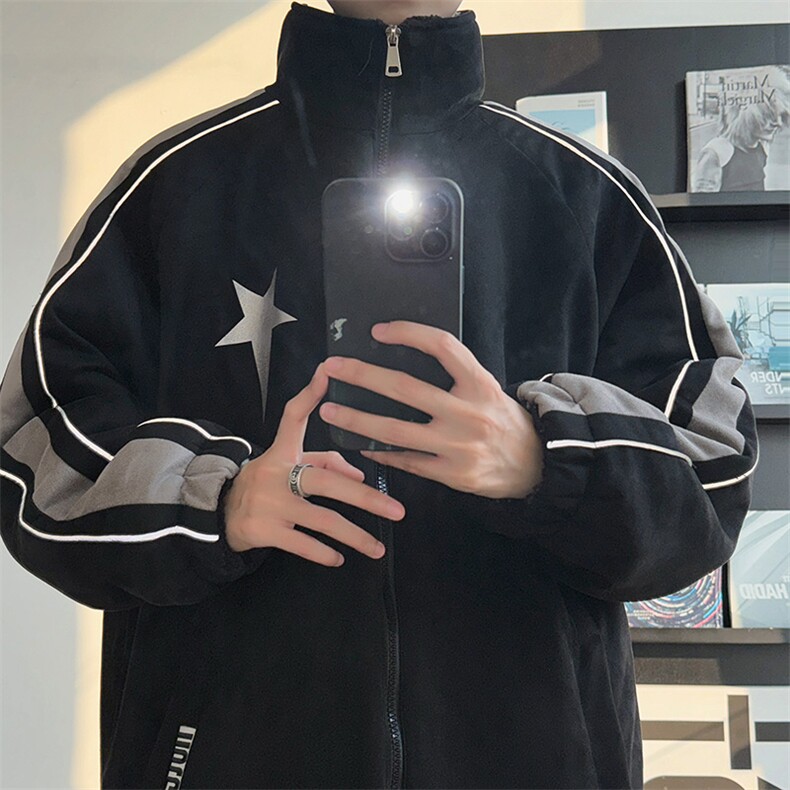 双面穿棉衣棉服麂皮羊羔绒面包服立领棉袄外套【量大有差1618GP90,男装棉衣,星座207