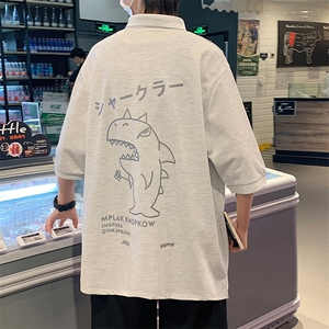 PL57092-P35 翻领短袖polo衫男大码胖子半袖t恤男有领保罗衫 模特图片