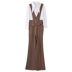 高端职业套装女2025年春秋新款时尚气质女神范衬衫微喇叭裤两件套，女装套装/套裙，尚娜萱